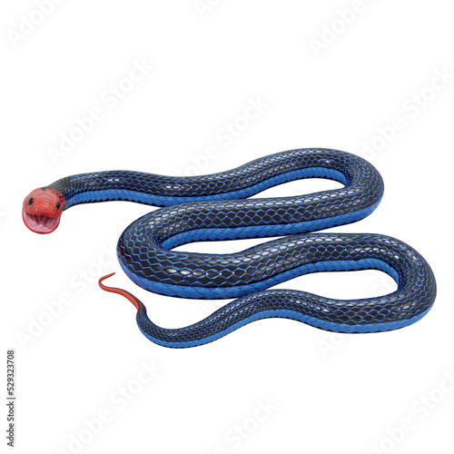 3D illustration of Blue coral snake.