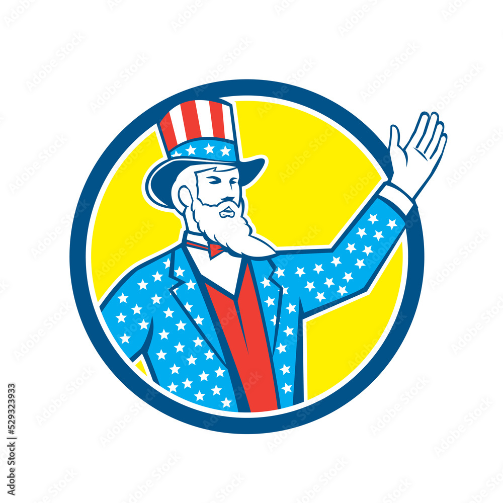 Uncle Sam American Hand Up Circle Retro Uncle Sam American Hand Up Circle Retro