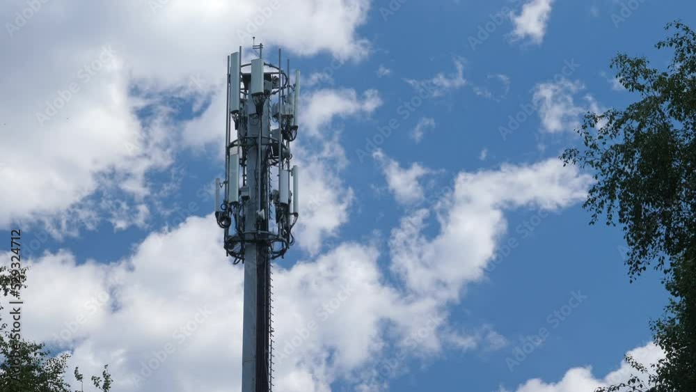 Cellular GSM tower with 3g, 5g transmitter. Communication antenna. Future technology Cellular GSM tower with 3g, 5g transmitter. Communication antenna. Future technology