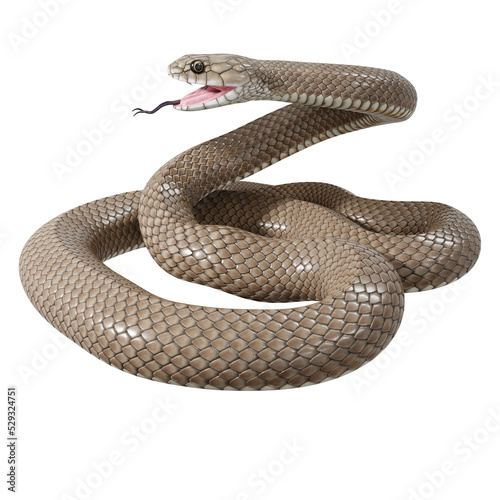 3D illustration of Eastern brown snake.