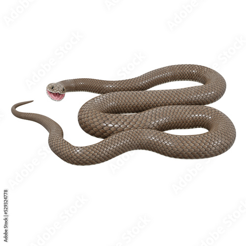 3D illustration of Eastern brown snake.