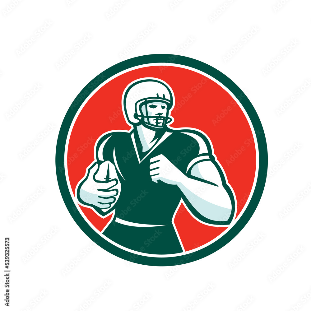 American Football Running Back Circle Retro