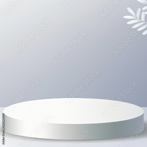 Summer round podium white background of abstract product scene cosmetic display or empty modern beauty stage platform 3d stand and minimal light pedestal natural presentation on blank studio backdrop