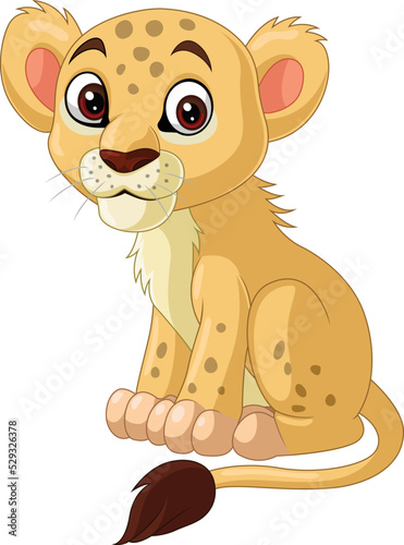 Cartoon baby lioness on white background
