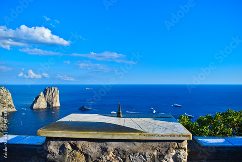 La Meridiana di Capri in Giardini di Augusto (Capri Overlook) with the faraglioni on the back, Capri Island
