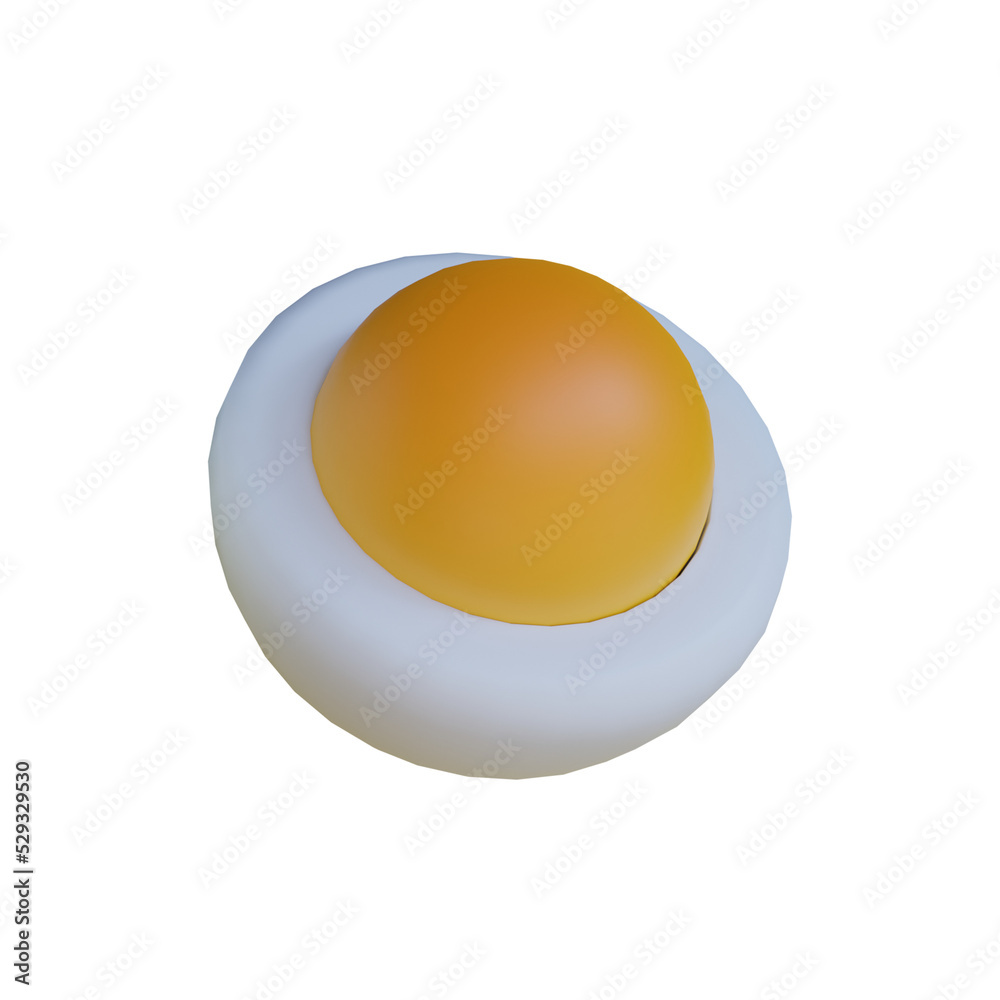 3d render half of the boiled egg icon