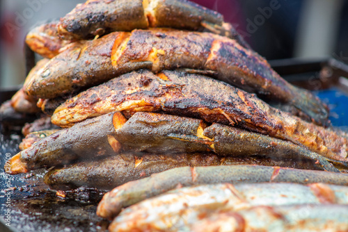 Comida vendida en feria de pueblo peruano ocopa photo