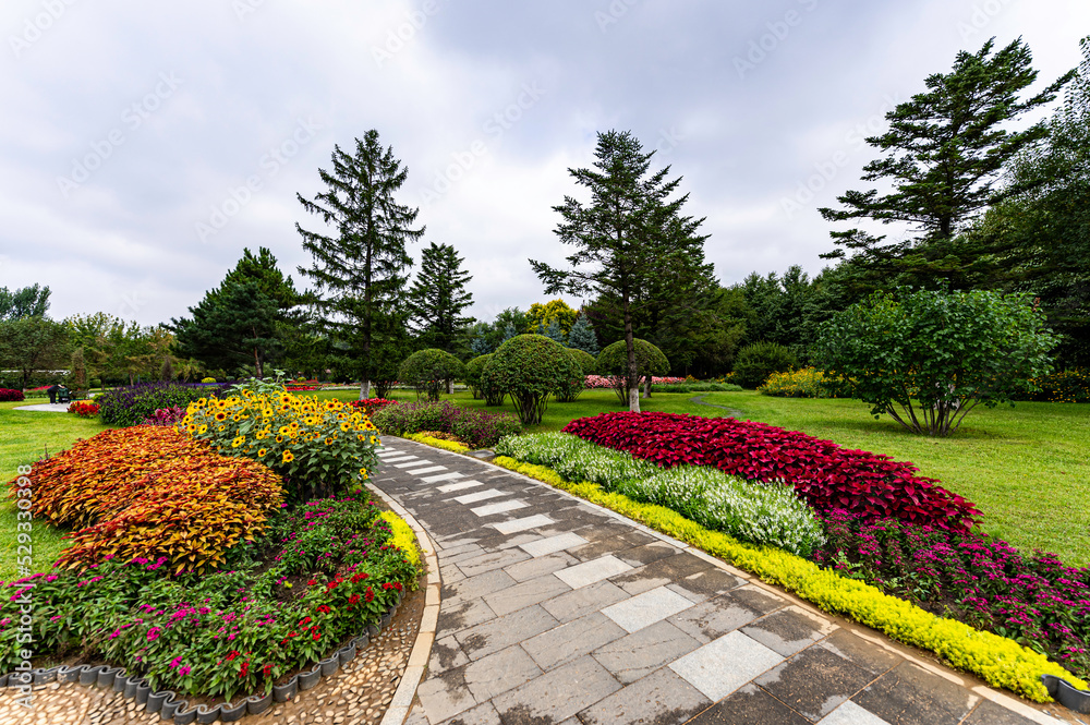 Landscape of Changchun Hundred Gardens in China in summer