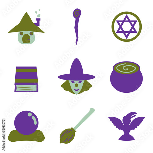 魔女のイラストアイコンセット