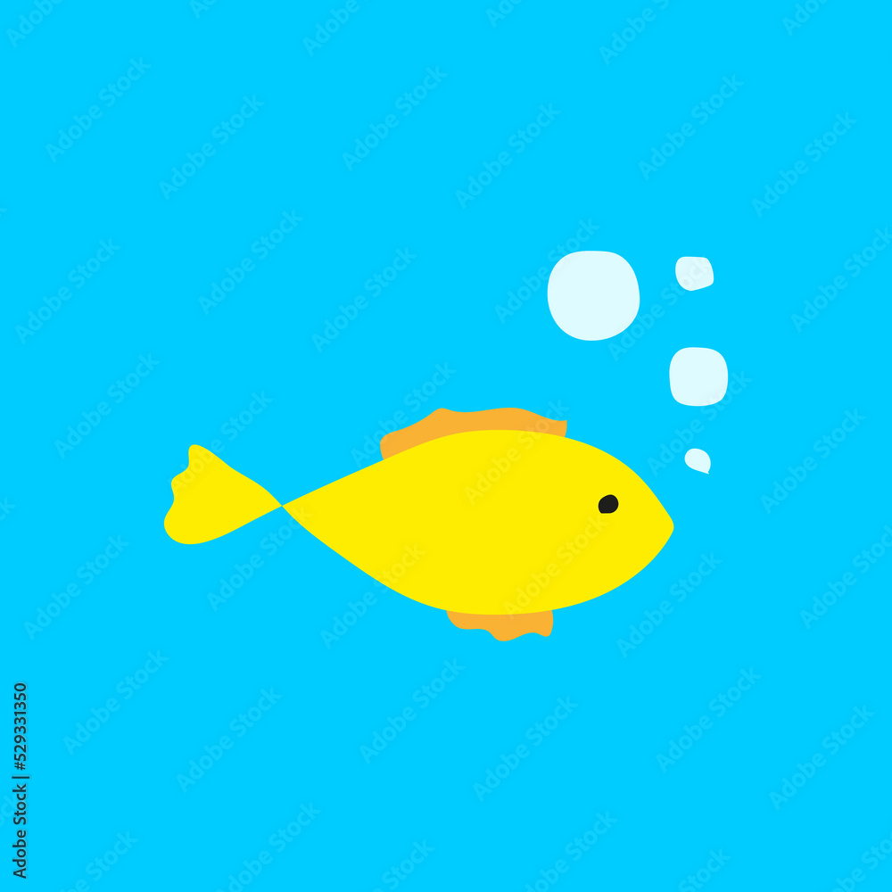 Naklejka premium cartoon yellow fish. Vector illustration. Stock image.