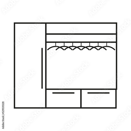Wardrobe icon. Fashion clothes set. Line art. Concept art. Vector illustration. Stock image. 