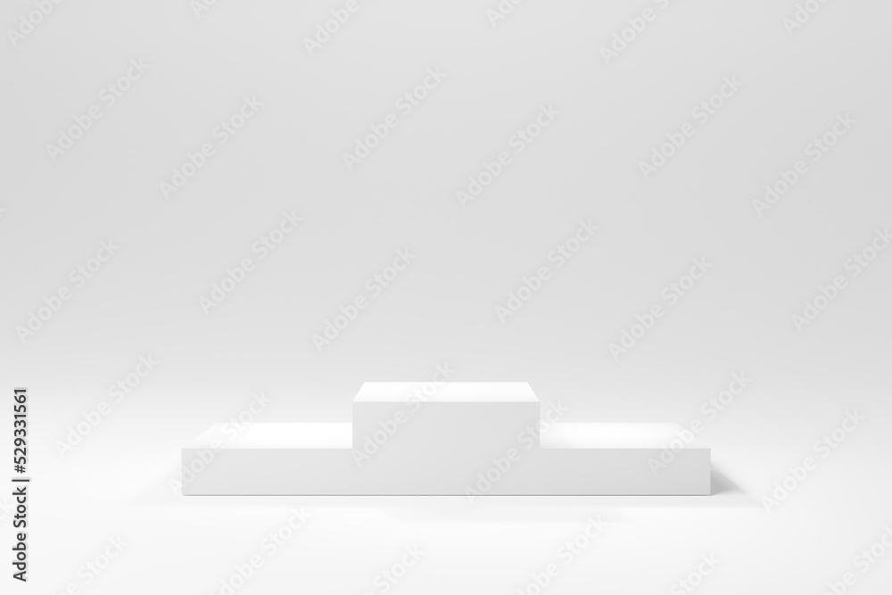 Simple white podium or product display stand stock 3D illustration background Simple white podium or product display stand stock 3D illustration background