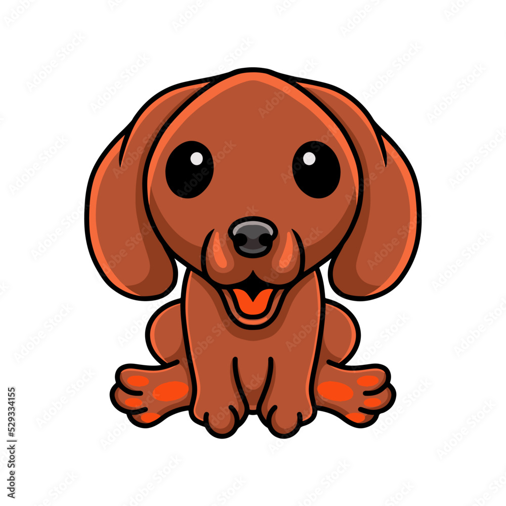 Cute dachshund dog cartoon sitting Cute dachshund dog cartoon sitting
