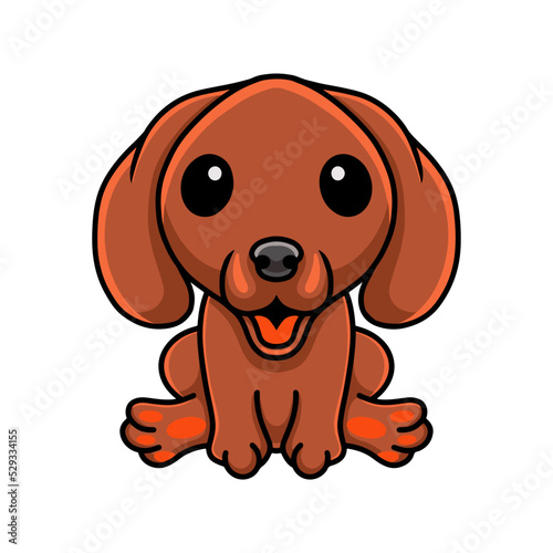 Cute dachshund dog cartoon sitting