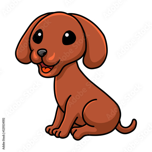 Cute dachshund dog cartoon sitting