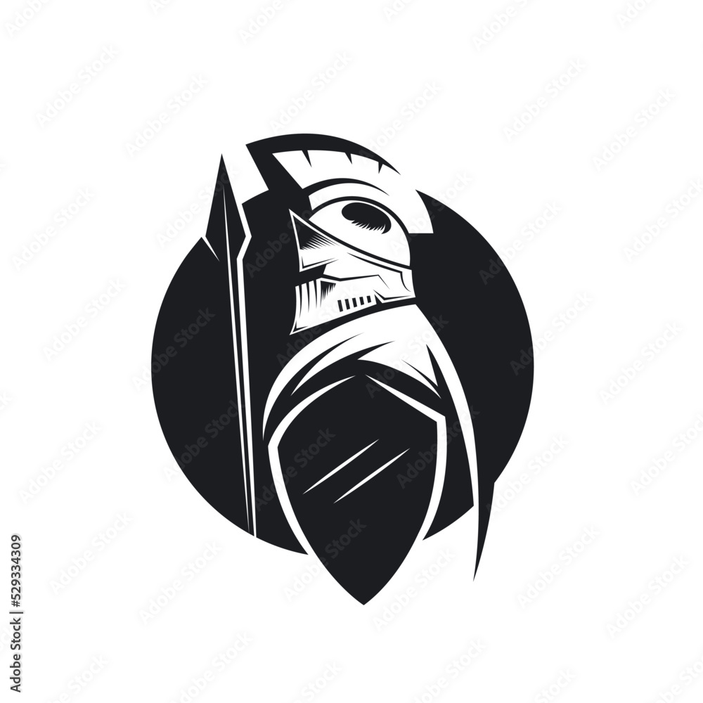 spartan warrior holding spear and shield vector illustration concept ...