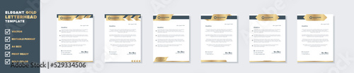 Modern and elegant gold luxury letterhead design template for corporate stationery design with editable format eps10
