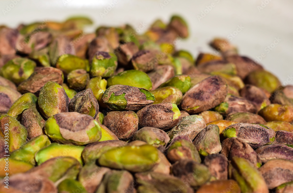 Pile of shelled pistachio nuts