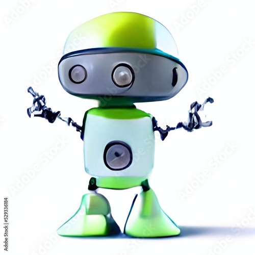 3D Green smaill cute robot photo