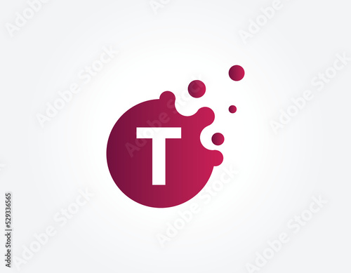 Dots Letter T Logo. T Letter Design Vector with Dots. vector illustrator.