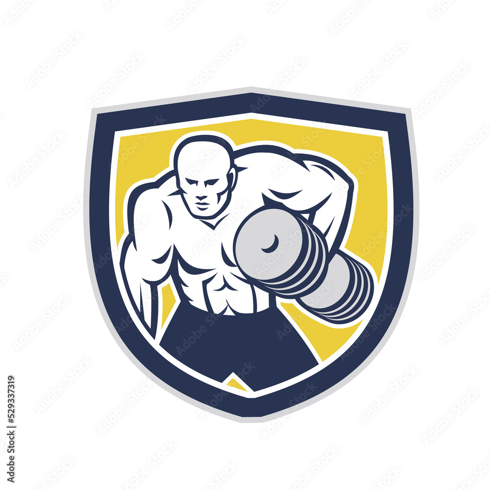 Strongman Lifting Dumbbells Front Shield Retro Strongman Lifting Dumbbells Front Shield Retro
