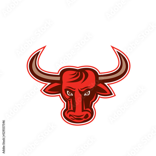 Angry Bull Head Front Retro