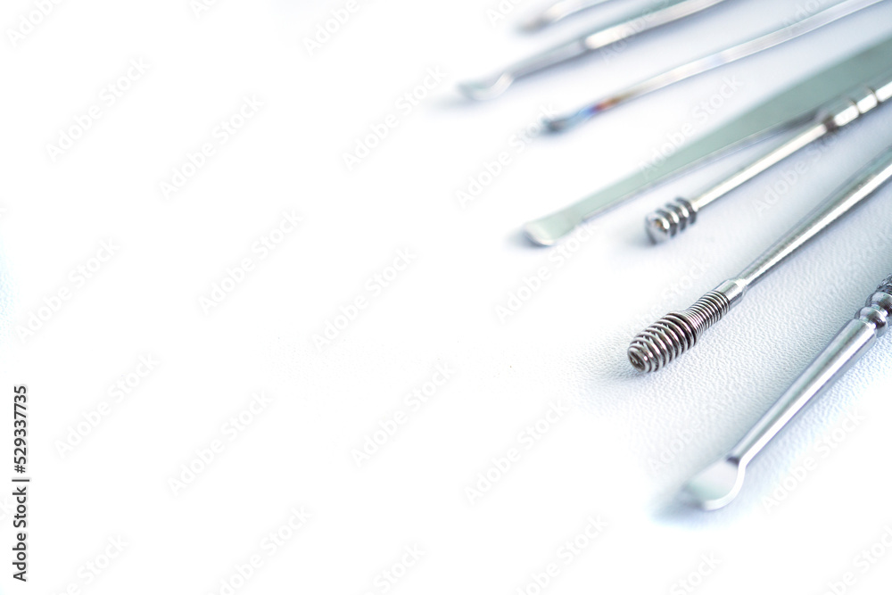 Tool set for cleaning ears isolated on a white background. Tool set for cleaning ears isolated on a white background.