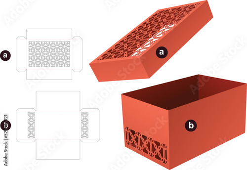 packaging box die cut template and 3D mockup