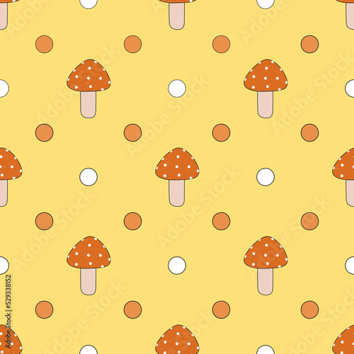 Pattern of grbs and circles on yellow background