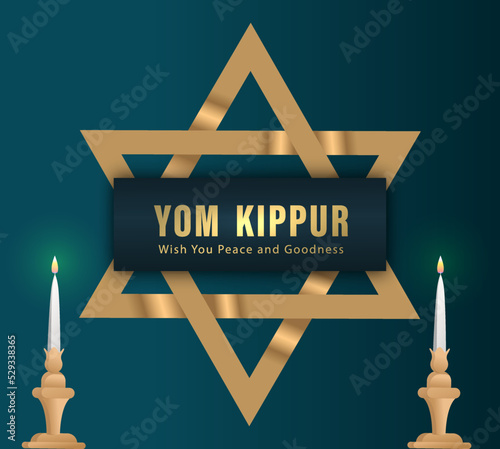 Yom Kippur Template Vector Illustration. Jewish Holiday Decorative Design Suitable for Greeting Card, Poster, Banner, Flyer. Israel Holiday for Judaism religion, day of atonement
