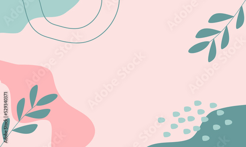 Organic shapes art backgrounds on pastel color. Trendy modern organic shapes with copy space text suitable for banner, poster, promotion, advertisement, flyer, or template.
