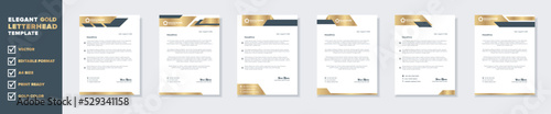 Modern and elegant gold luxury letterhead design template for corporate stationery design with editable format eps10
