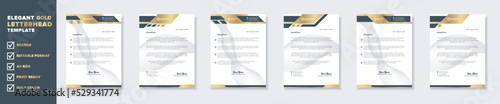 Modern and elegant gold luxury letterhead design template for corporate stationery design with editable format eps10