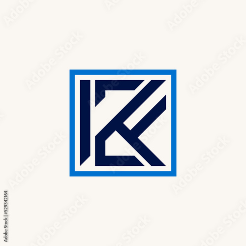Simple and unique letter or word K2F font in cut square line image graphic icon logo design abstract concept vector stock. Can be used as symbol related to initial or monogram photo