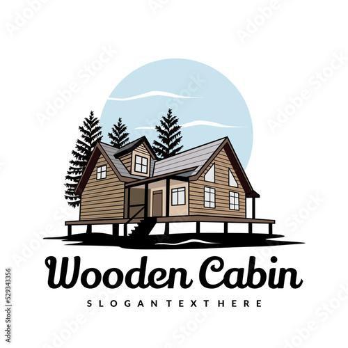 wooden cabin house illustration design vector