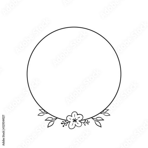 Wallpaper Mural Circle frame with leaves. Doodle minimal style. Nature and organic decoration. Torontodigital.ca