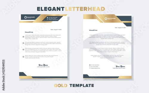 set of modern and elegant gold luxury letterhead design template for corporate stationery design with editable format eps10