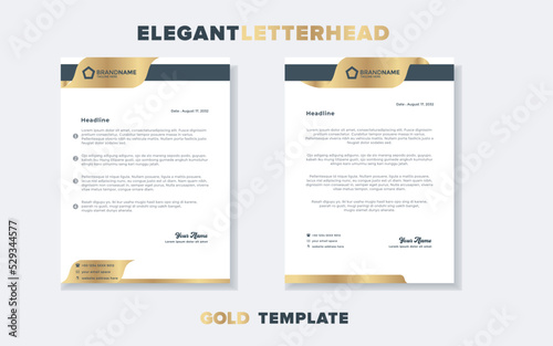 Modern and elegant gold luxury letterhead design template for company stationery design editable format eps10