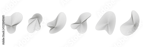 Abstract topography circles. Organic texture shapes. Vector outline illustrations set.