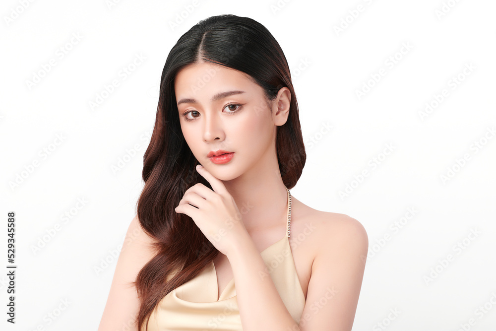 Beautiful young asian woman with clean fresh skin on white background, Face care, Facial treatment, Cosmetology, beauty and spa, Asian women portrait. Beautiful young asian woman with clean fresh skin on white background, Face care, Facial treatment, Cosmetology, beauty and spa, Asian women portrait.