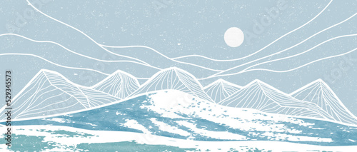 Creative minimalist modern paint and line art print. Abstract mountain contemporary aesthetic backgrounds landscapes. with ice mountain, skyline. vector illustrations
