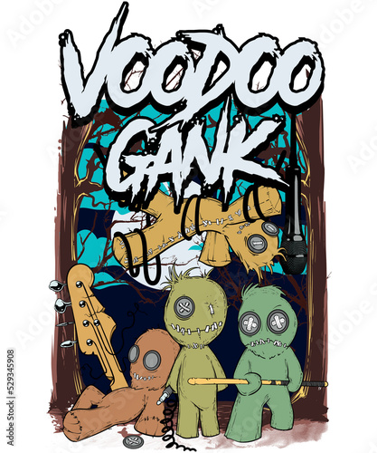 VOODO GANK, , T-shirt design, transparent background, READY FOR PRINT