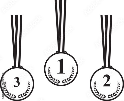 Set of  Award medals on white
