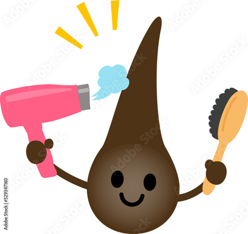 ドライヤーをかける毛髪のキャラクター、ヘアケア