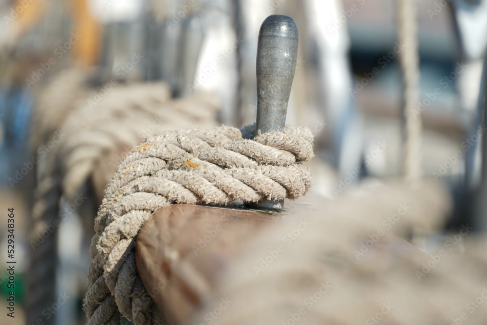 rope. rope on board a maritime vessel. detail.