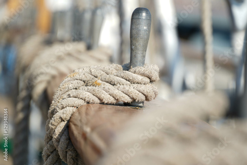 rope. rope on board a maritime vessel. detail.