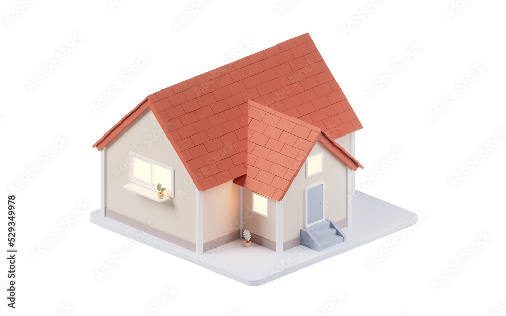 3D cartoon house, residence house, 3d rendering. 3D cartoon house, residence house, 3d rendering.