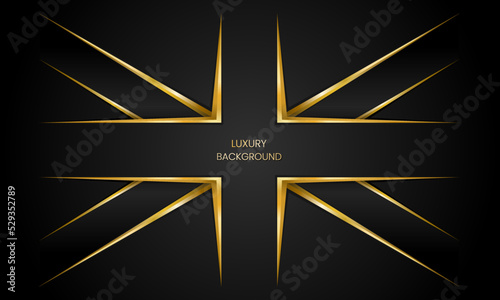 Golden luxury British flag on black background