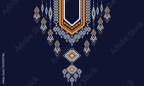 Geometric Ethnic oriental pattern traditional .Floral necklace embroidery design.