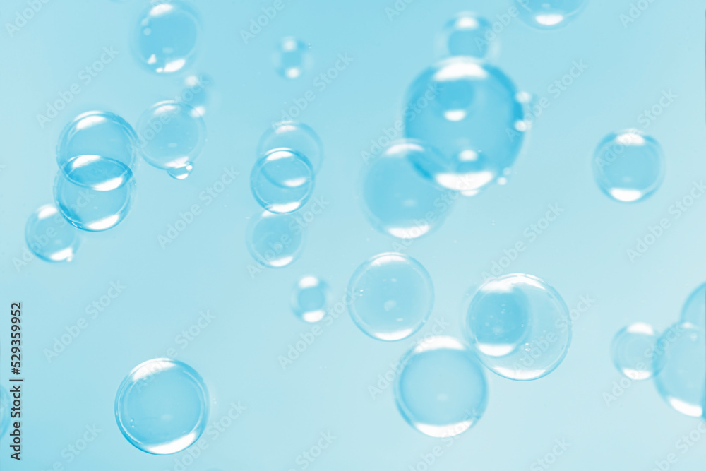 Abstract Beautiful Transparent Blue Soap Bubbles Background. Soap Sud Bubbles Water.	
